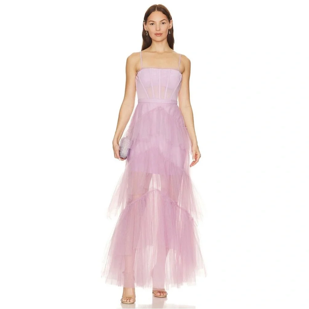 BCBGMaxAzria Tiered Tulle Evening Gown - Picture 2 of 8